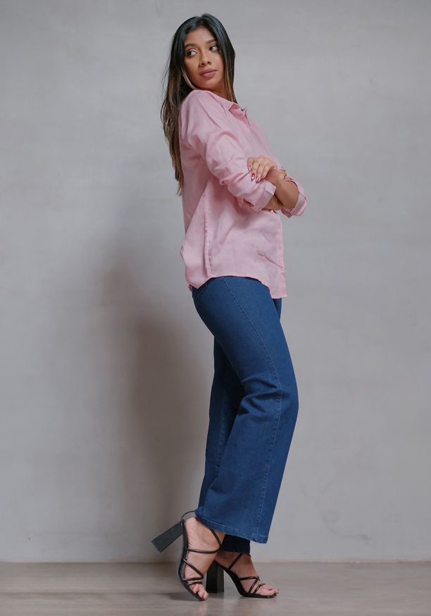 WIDE LEG ACID WASH DENIM PANT